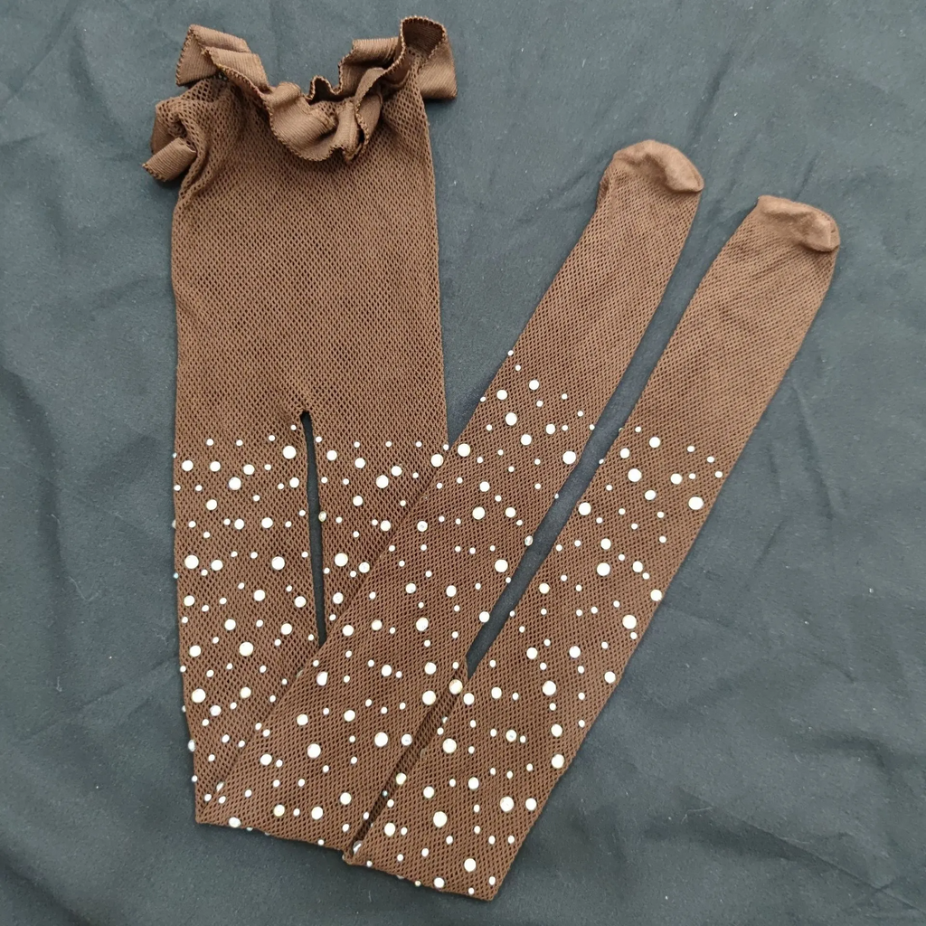 (Buy 1 Get 2Girls Personalized Rhinestone Solid Color Hollow Out Pantyhose