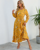 (Buy 1 Get 1) Women Ramadan /Eid Fashion Casual Floral Print Round Neck Long Sleeve Maxi Dress