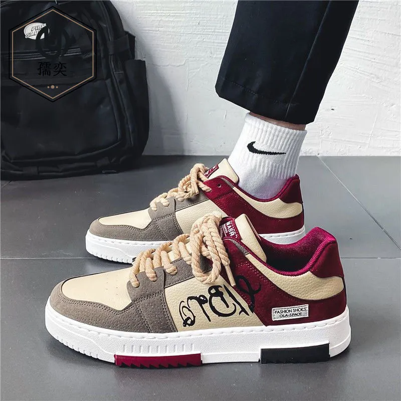 Men Fashion Casual Versatile Lace-Up Thick-Soled Sneakers