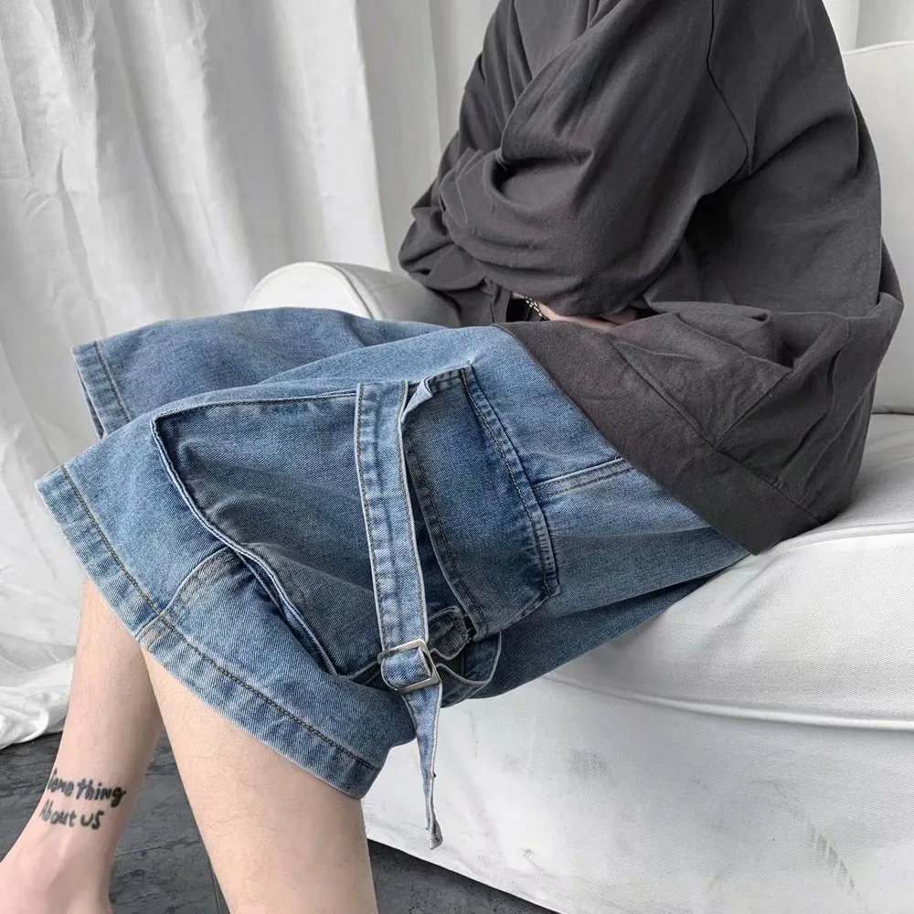 Men'S Casual Straight Pocket Loose Denim Shorts