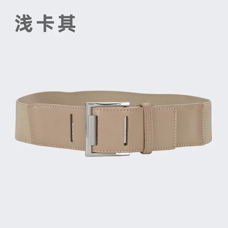 Women'S Fashion Casual Personality Alloy Pin Buckle Elastic Thick Leather Belt