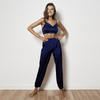 Women Cozy Solid Color Satin Camis And Pants Loungewear Pajamas Sleepwear Set