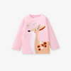 ( Buy 1 Get 1 )  Kids Toddler Big Girls Fashion Casual Cute Butterfly Fawn Embroidery Round Neck Long Sleeve T-Shirt