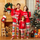 Cartoon Santa Snowflake Letter Print Round Neck Long Sleeve Home Parent-Child Pajamas Set