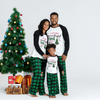 Cartoon Fashion Christmas Tree Letter Plaid Crewneck Long Sleeve Home Parent-Child Pajamas Set