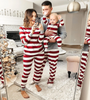 Fashion Simple Christmas Stripe Printing Round Neck Long Sleeve Home Parent-Child Pajamas Suit