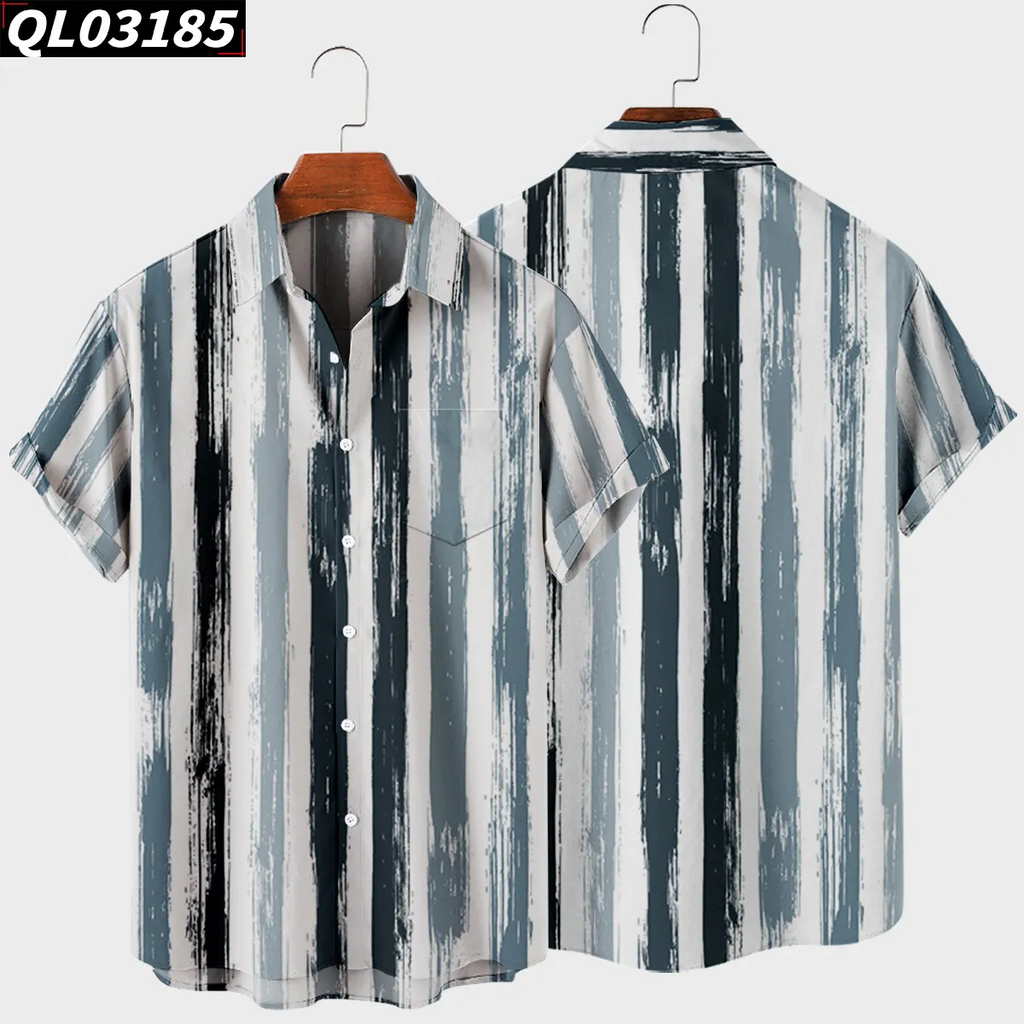 Men Plus Size Casual Short Sleeve Lapel Single-Breasted Graphic Printed Loose Shirt