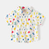 Kids Toddler Boys Fashion Casual Cute Cartoon Print Short Sleeve Lapel Shirt