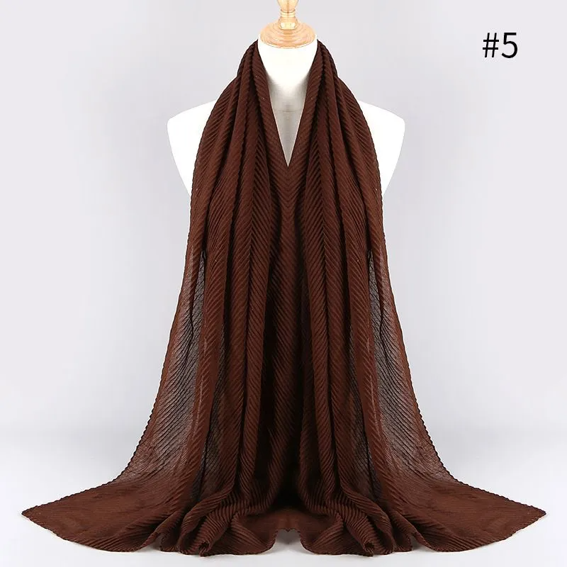 (Buy 1 Get 1) Women Fashion Twill Pleated Hijab Scarf