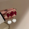 (Buy 1 Get 2) Valentine Day Women Fashion Cosmetic Red Bow Heart Pearl Earrings