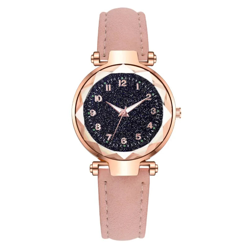 Buy 1 Get 1 Women Chic Star Pattern Dial PU Band Quartz Watch