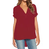 Office Chic Fashion Casual Women Short Sleeve Solid V Neck Loose Blouse