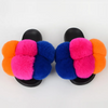 Women'S Winter Fashion Plus Size Multicolor Fur Ball Flat Slippers