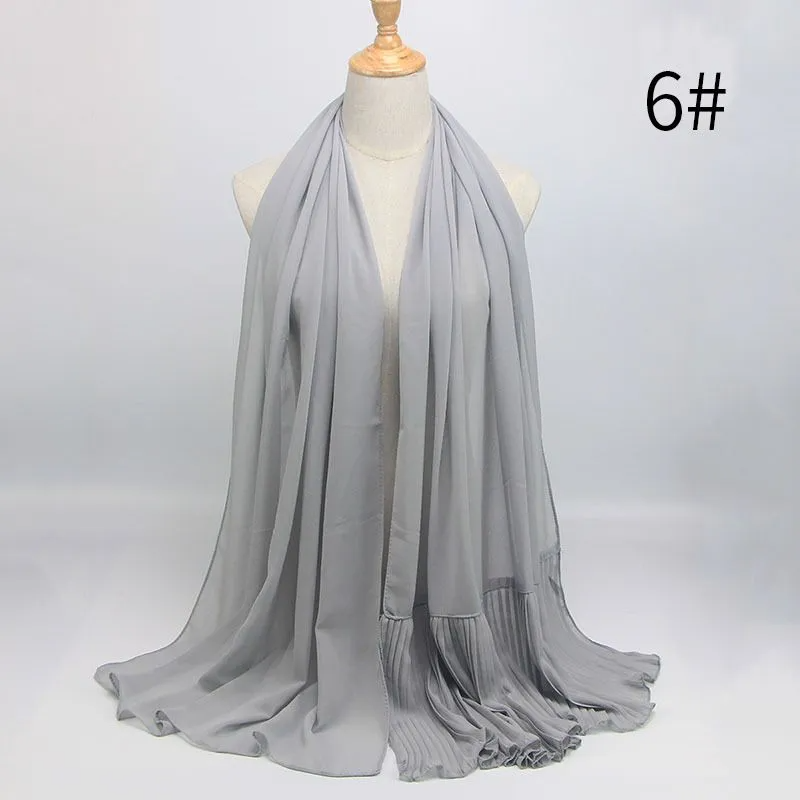 (Buy 1 Get 1) Ethnic Style Women Pleated Chiffon Hijab Scarf