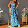 Summer Women Casual Bohemian V-Neck Floral Print Maxi Dress