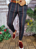 Men Fashionable All Over Print Color Blocking Straight Suit Pants