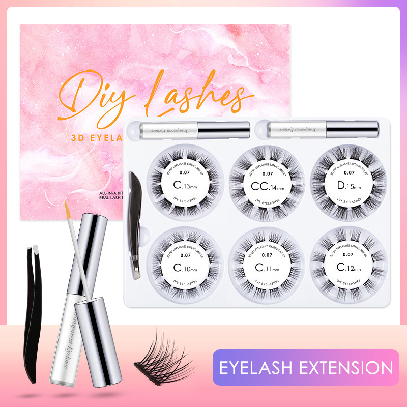 Segmented Eyelashes Fluffy Single Cluster False Eyelashes With Tweezers Transparent Eyeliner Set