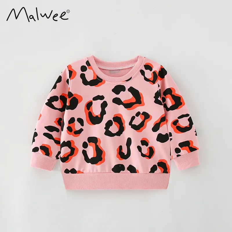 Children Kids Baby Fashion Girls Long Sleeve Cute Leopard Print Sweatshirt