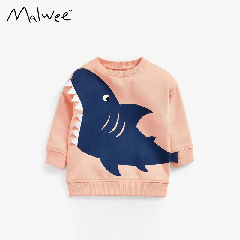 Children Kids Baby Fashion Girls Long Sleeve Cute Shark Print Sweatshirt