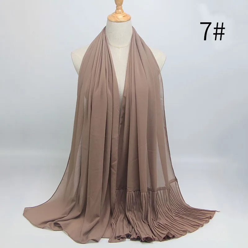 (Buy 1 Get 1) Ethnic Style Women Pleated Chiffon Hijab Scarf