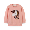 Kids Toddler Girls Autumn Winter Fashion Casual Cute Cartoon Pony Print Sequins Round Neck Sweatshirts