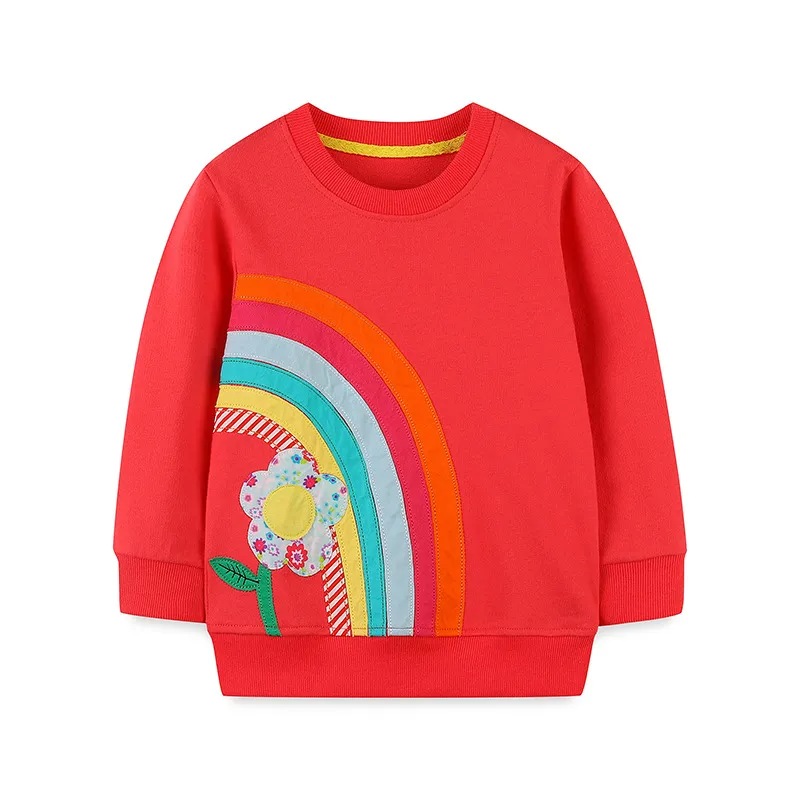 Kids Toddler Girls Autumn Winter Fashion Casual Cute Rainbow Floral Round Neck Sweatshirts