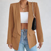 Women Casual Elegant Solid Color Lapel Long-Sleeved Office Chic Blazer