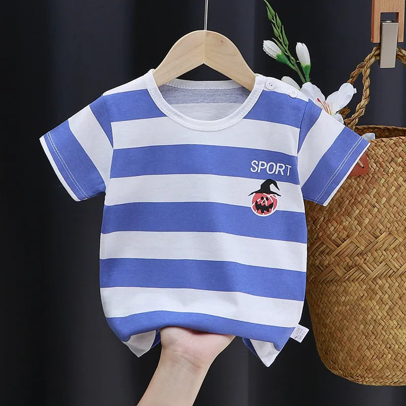 Buy 1 Get 1 Kids Baby Toddler Boys Girls Casual Cute Cartoon Print Short Sleeve Round Neck T-Shirt