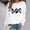 Fashion Women Casual Long Sleeves Round Neck Footprint Heart Print Sweatshirt