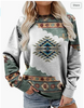 Women Autumn Winter Long-Sleeved Round Neck Ethnic Vintage Sweatshirt