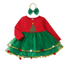 Kids Toddler Girls Fashion Casual Christmas Round Neck Long Sleeve Mesh Dress