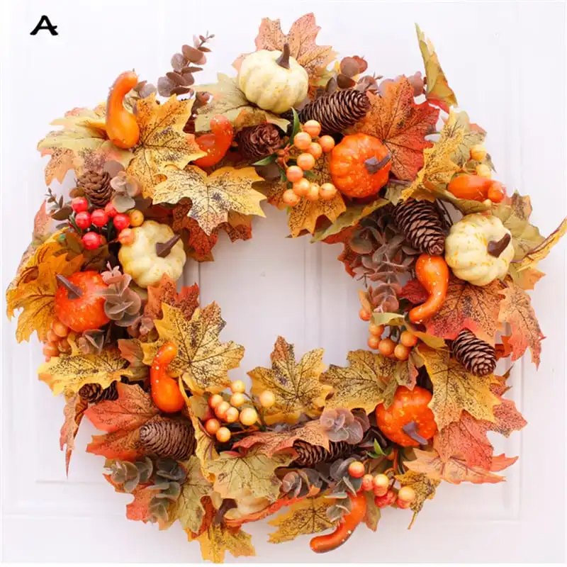 Pumpkin Maple Leaf Decoration Christmas Wall Hanging Wreath