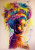 (Buy 1 Get 1) Fashion African Black Girl Graffiti Canvas Decoration Painting Core Living Room Decoration