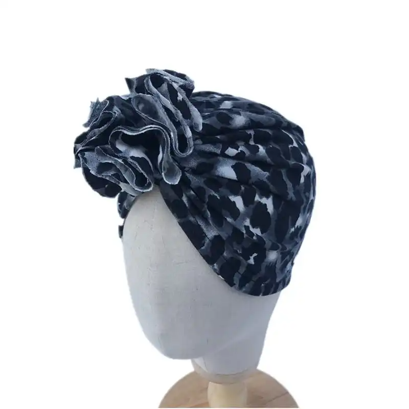 Fashion Leopard Bow Doughnuts Flower Shaped Cotton Hat