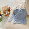 Kids Simple Solid Color Round Neck Long-Sleeved High Elastic T-Shirt