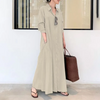 (Buy 1 Get 1) Casual Ramadan /Eid Women Solid Color Lapel Long Sleeve Pocket Simple Shirt Maxi Dress