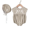 Kids Baby Girls Summer Fashion Casual Cute Solid Color Embroidery Floral Sleeveless Round Neck Romper