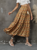 Women'S Casual Drawstring Waist Tiny Flower Bohemian Beach Holiday Style Skirt