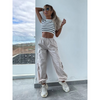 Women Casual Multi-Pocket Solid Color Middle-Waisted Straight Leg Pants