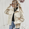 Women Causal Solid Color Lapel Single-Breasted Coat