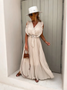 Women Elegant Solid Color Sleeveless Ruffled V Neck Maxi Party Vacation Dress