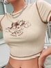 Sexy Slim-Fit Round Neck Women'S Short-Sleeved Graphic Printing Crop Top