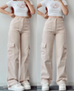 Women Fashion Casual Solid Color Cargo Pants