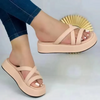 (2 pair) Women Fashion Plus Size Cross Strap Thick-Soled Round Toe Slippers