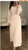 Women Fashion Casual Loose Solid Color Long Sleeve Maxi Dress