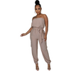 Women Wrap Chest Belt Solid Color Jumpsuit