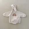 Baby  Fashion Casual Versatile Rainbow Strip Long Sleeve Hooded Romper