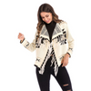 Ethnic Geometric Knitting Tassel Fringed Long-Sleeve Knitted Cardigan