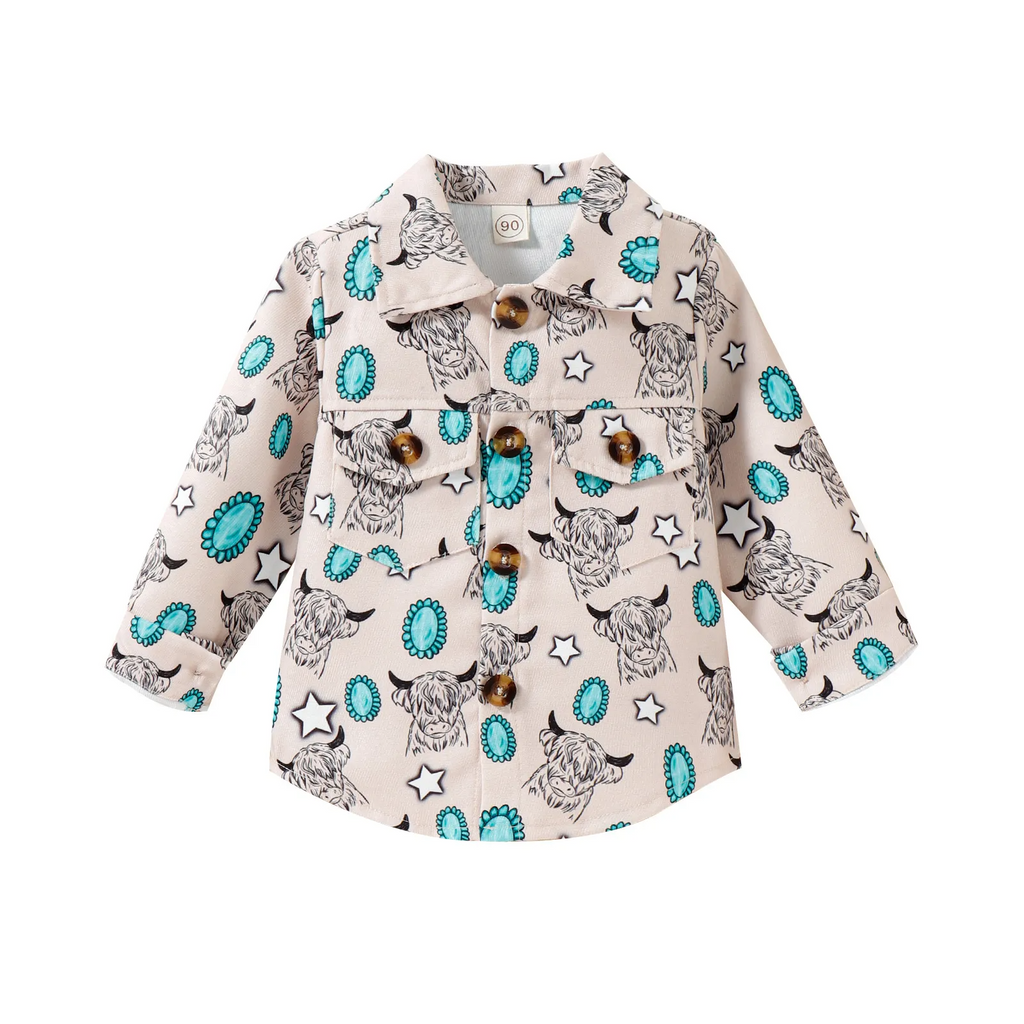 Children Kids Toddlers Fashion Boys Lapel Long-Sleeved Printed Shirt