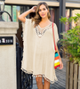 Women'S Sexy Backless Paneled Fringe Beach Cover-Up